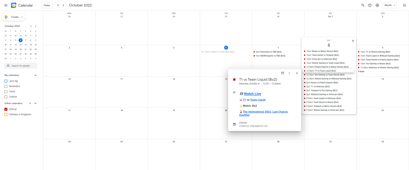 Add Dota 2 Match to Google Calendar